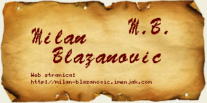 Milan Blažanović vizit kartica